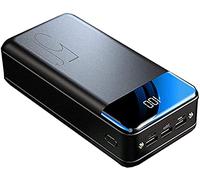 Banque d’Alimentation, 50000Mah Fast Charging s Batterie Externe Portable [3 Sorties 3 entrées] Chargeur Mobile à Affichage LED avec Lampes de Poche pour téléphone et Plus (Noir)