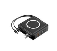 Banque d’Alimentation Banque d’Alimentation/Livré avec Charge Rapide sans Fil magnétique Cinq en Un Alimentation Mobile de Grande capacité de 22,5 W avec Prise (16800mAh / Noir)