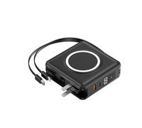 Banque d’Alimentation Banque d’Alimentation/Livré avec Charge Rapide sans Fil magnétique Cinq en Un Alimentation Mobile de Grande capacité de 22,5 W avec Prise (7000mAh / Noir)