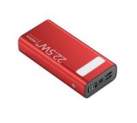 Banque d’Alimentation, Charge Super Rapide 30000Mah Chargeur Portable de Grande capacité avec Lampe de Poche USB C, Rouge