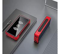 Banque d’Alimentation Chargeur d’énergie Solaire Batterie sans Fil Portable 80000Mah Noir Chargeur Charge Rapide Batterie Externe Mobile d’Urgence Compatible Tablette Smartphone, Rouge