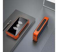 Banque d’Alimentation, Chargeur Portable 5 en 1 avec câble intégré, magnétique 50000Mah, Batterie de Voyage Mince à Charge Rapide USB-C avec Affichage LED, sans Fil, Orange, 40000MAH