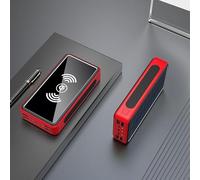 Banque d’Alimentation, Chargeur Portable 5 en 1 avec câble intégré, magnétique 50000Mah, Batterie de Voyage Mince à Charge Rapide USB-C avec Affichage LED, sans Fil, Rouge, 40000MAH