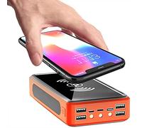 Banque d’Alimentation, Chargeur Solaire PowerBank 100000mAh, Solaire sans Fil avec 4 Sorties USB et Lampe de Poche LED et Charge sans Fil 10W, Chargeur de téléphone Solaire Externe pour Le c