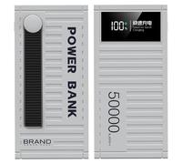 Banque d’Alimentation, PowerBank, Charge Rapide, 50000Mah, 66W + PD 20W Rapide avec lanière, Compatible avec Le Pack de 5 Sorties et 2 entrées, Blanc