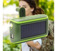 Banque d’Alimentation,PowerBank Énergie Solaire Alimentation à manivelle Mobile Chargeur Solaire extérieur USB Batterie Externe de Grande capacité 8000Mah, Vert