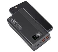 Banque d'alimentation 100 W 50 000 MAh 4 USB Charge Ultra Rapide Powerbank Portable Compatible avec Huawei Compatible avec IPhone 14 Compatible avec Chargeur De Batterie Externe Xiaomi (Size : Black