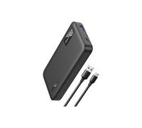 - Banque d'alimentation - 10000 mAh - 20 Watt - 3 A - PD 3.0, Fast Charge, QC 3.0 - 2 connecteurs de sortie (USB, USB-C)