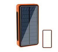 Banque d'alimentation à énergie solaire - Chargeur de téléphone portable fonctionnant au solasr, avec câbles et lampe de poche intégrés, batterie de 20 000 mAh, prend en charge 4 équipements électroni