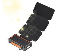 Banque d'alimentation de batterie solaire - Petite batterie externe rapide, fonction d'alarme et boussole | Chargeur de téléphone Chargeur Banque avec lampe de poche, fonction d'alarme SOS intégrée C