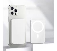 Banque d'alimentation magnétique sans fil 3000/5000/10000 mAh pour téléphone série 8-15 | 7 couleurs | Charge magnétique universelle | Filaire + Charge rapide sans fil | Fine et portable (blanc, 10