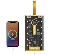 Banque d'alimentation Portable - Chargeur de Banque d'alimentation 20 000 mAh 66 W | Batterie Portable avec lumière LED et lanière Transparente pour téléphone, Tablette, Tablette, Ordinateur