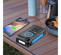 Banque D'alimentation Solaire - Banque D'alimentation À Manivelle 20 000 M Ah, Chargeur Portable Pliable, Boussole D'alarme Sos À Lumière LED Intégrée | Équipement De Voyage D'urgence De Survie En Ple