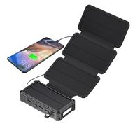 Banque d'alimentation solaire | Chargeur de batterie à manivelle avec lumière LED, fonction d'alarme SOS intégrée et boussole, batterie externe sans fil pour homme et femme