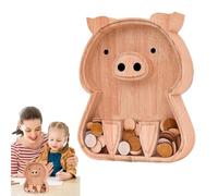 Banque d'argent pour animaux, boîte d'épargne pour animaux - Banque d'argent cochon - Conteneur d'argent en bois Mignon Tirelire Tirelire Banque à monnaie pour garçons et filles