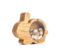 Banque D'argent Tirelire en bois en forme d'animal de dessin animé, mignon dinosaure, chat, lion, pièce de monnaie, design créatif transparent, cadeau sûr for enfants, bureau(Style 16)