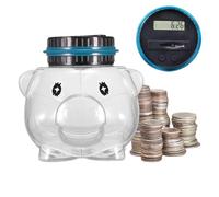 Banque de comptage électronique de pièces de monnaie transparente en forme d'animal avec comptage