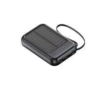 Banque d'énergie solaire, câbles intégrés 4 en 1 avec charge rapide PD de 20 W, chargeur portable pour urgence en plein air, randonnée (noir, millions d'heures, 20 000)