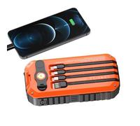 Banque d'énergie solaire - Power Bank 20 000 mAh - Chargeur de téléphone à manivelle manuel avec câbles et lampe torche intégrés | Pack de batteries d'urgence avec SOS stroboscopique pour camping