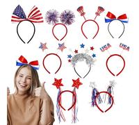 Banque du 4 juillet, bandeau de tête du Memorial Day | Hoop pour cheveux 9x rouge blanc bleu blanc | Décoration de cheveux étoile, couvre-chef de drapeau américain, accessoires