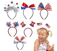 Banque pour la Journée de l'Indépendance, accessoires pour cheveux pour vétérans Fombalieri - Matériel de haute qualité, ensemble de 7 cercles de cheveux patriotiques pour le 4 juillet Memorial