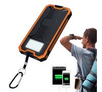 Banque solaire de 10 000 mAh - Chargeur portable sans fil avec lampe de poche LED | Pack de batterie externe en charge rapide pour smartphones, excursions en camping, aventures en plein air et besoins