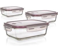 BANQUET LORA Set de bocaux en verre avec couvercle 550 + 950 + 1450 ml bordeaux