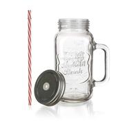 Banquet Verre bocal avec paille et bouchon 700 ml