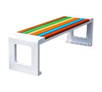 Banquette 2 Places Résistante aux Intempéries Banc de Jardin Exterieur avec Assise en Bois Synthétique et Structure pour Centres Commerciaux, Sites Pittoresques(White,150 * 40 * 40cm)