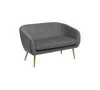 Banquette 2 Places En Velours Gris Plissé Et Pieds En Métal Doré -L124xp74xh76cm Gris