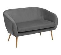 Banquette 2 Places En Velours Gris Plissé Et Pieds En Métal Doré -L124xp74xh76cm Gris