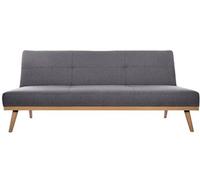 Banquette 3 places, canape-lit en tissu polyester gris fonce avec pieds en pin - Longueur 182 x Profondeur 80 x Hauteur 80 cm --