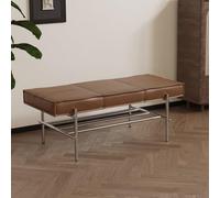 Banquette À Chaussures Tissée Mobile pour Chambre Coucher avec Grand Espace Rangement Organisateur Rectangulaire Moderne Banquette À Chaussures(Brown,80 * 40 * 40cm/31.5 * 15.7 * 15.7IN)