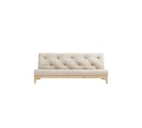 Banquette ajustable FRESH en pin massif naturel avec matelas futon beige 140x200