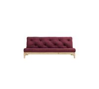 Banquette ajustable FRESH en pin massif naturel avec matelas futon bordeaux 140x200 - FRESH
