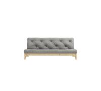 Banquette ajustable FRESH en pin massif naturel avec matelas futon gris 140x200 - FRESH