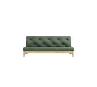 Banquette ajustable FRESH en pin massif naturel avec matelas futon kaki 140x200 - FRESH