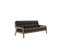 Banquette ajustable GRAB en pin massif foncé avec matelas futon anthracite 130x190