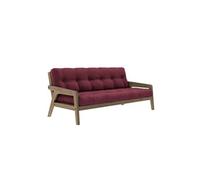 Banquette ajustable GRAB en pin massif foncé avec matelas futon bordeaux 130x190
