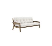 Banquette ajustable GRAB en pin massif foncé avec matelas futon écru 130x190