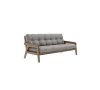 Banquette ajustable GRAB en pin massif foncé avec matelas futon gris 130x190
