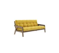 Banquette ajustable GRAB en pin massif foncé avec matelas futon jaune 130x190