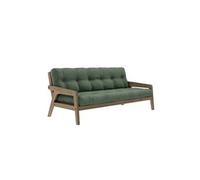 Banquette ajustable GRAB en pin massif foncé avec matelas futon kaki 130x190