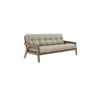 Banquette ajustable GRAB en pin massif foncé avec matelas futon lin 130x190