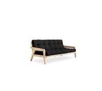 Banquette ajustable GRAB en pin massif naturel avec matelas futon anthracite 130x190 - GRAB
