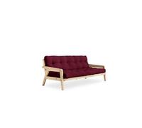 Banquette ajustable GRAB en pin massif naturel avec matelas futon bordeaux 130x190 - GRAB
