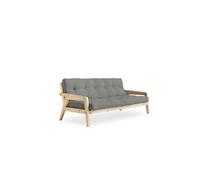 Banquette ajustable GRAB en pin massif naturel avec matelas futon gris 130x190 - GRAB