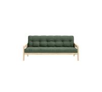 Banquette ajustable GRAB en pin massif naturel avec matelas futon kaki 130x190 - GRAB
