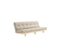 Banquette ajustable LEAN en pin massif naturel avec matelas futon beige 130x190