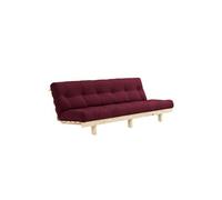 Banquette ajustable LEAN en pin massif naturel avec matelas futon bordeaux 130x190